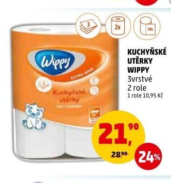 KUCHYŇSKÉ UTĚRKY WIPPY 3vrstvé 2 role