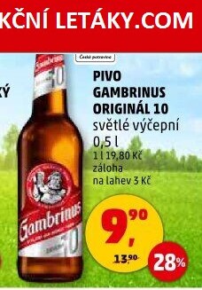 Pivo světlé výčepní Originál 10° Gambrinus