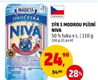 Sýr Niva Jihočeská 50% Madeta
