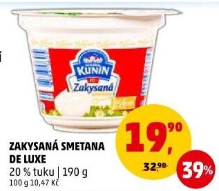 Zakysaná smetana de luxe Kunín 20%