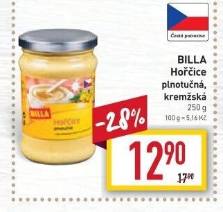 BILLA Hořčice plnotučná, kremžská