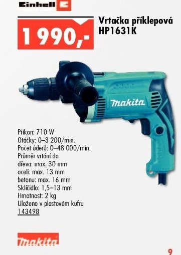 Vrtačka příklepová HP1631K - UNI HOBBY akcniletaky.com