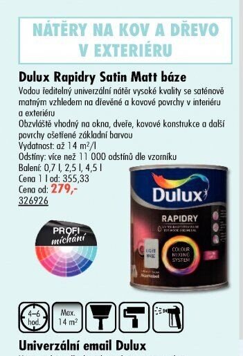 Dulux Rapidry Satin Matt báze - UNI HOBBY akcniletaky.com