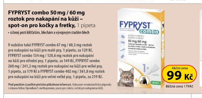 FYPRYST combo 50 mg/60 mg roztok pro nakapání na kůži - spot-on pro kočky a fretky