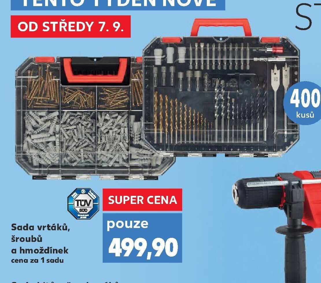 Sada vrtáků, šroubů a hmoždinek