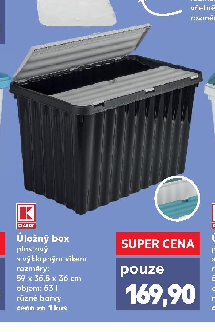 Úložný box plastový s výklopným víkem 53 l