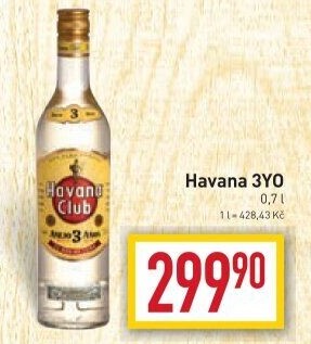 Rum kubánský bílý Aňejo 3 Anos Havana club
