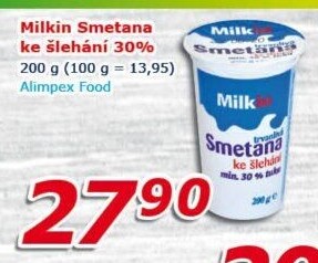 Smetana ke šlehání Milkin 30%