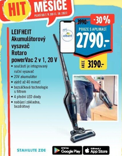 Aku tyčový vysavač Rotaro PowerVac 2v1 Leifheit