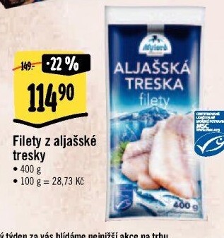 Aljašská treska filety mražená Mylord