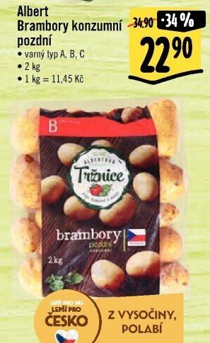 Brambory konzumní pozdní Albert