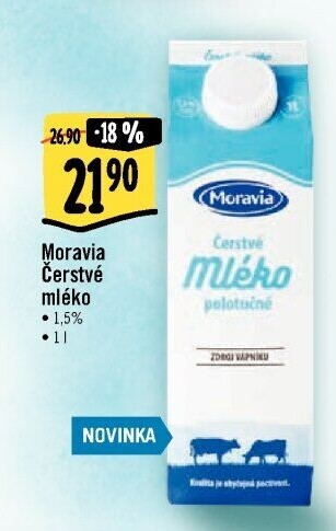 Mléko čerstvé Moravia - 1,5% polotučné