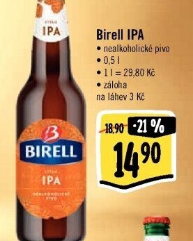 Nealkoholické pivo IPA Birell