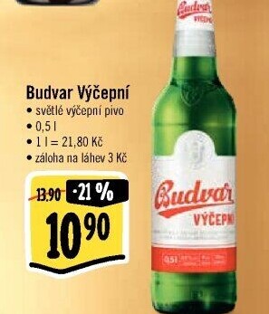 Pivo světlé výčepní Budweiser Budvar