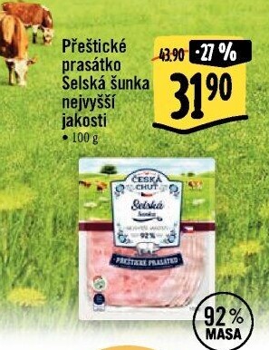 Selská šunka nejvyšší jakosti Přeštické prasátko Česká chuť