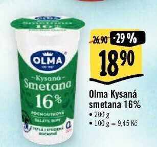 Smetana zakysaná Olma 16%