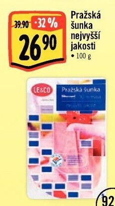 Šunka pražská nejvyšší jakosti LE&amp