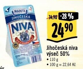 Sýr Niva Jihočeská 50% Madeta