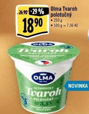 Tvaroh polotučný Olma
