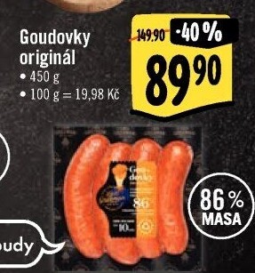Klobása Goudovky Original Láďa Grileman Kostelecké uzeniny