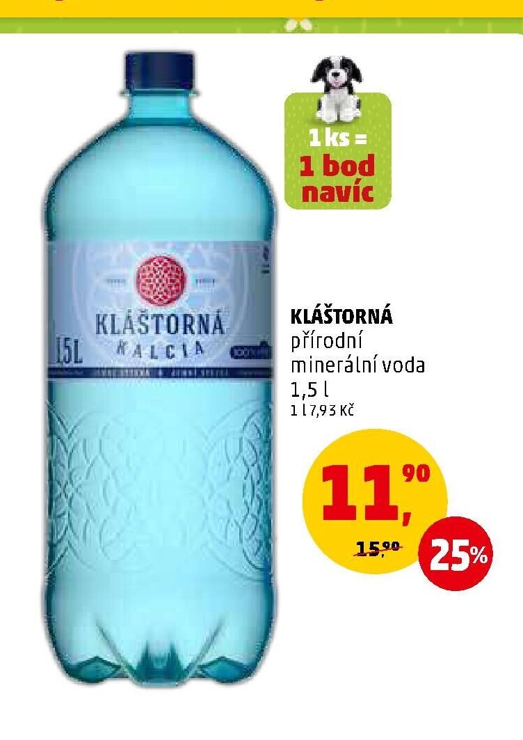 Kláštorná přírodní minerální voda 1,5 l