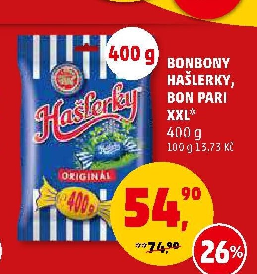 BONBONY HAŠLERKY, BON PARI XXL 400 g