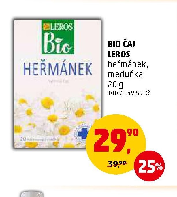 Leros Bio čaj heřmánek, meduňka 20 g