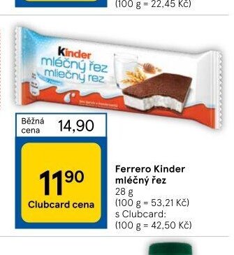 Ferrero Kinder mléčný řez 28 g