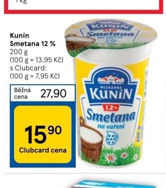 Kunín Smetana 12 % 200 g