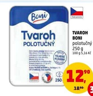 Tvaroh polotučný Boni