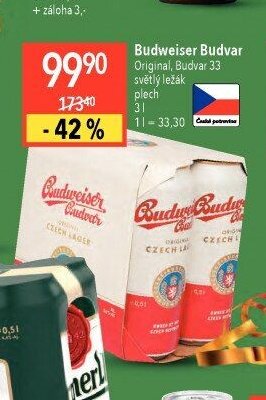 Budweiser Budvar Original, Budvar 33 světlý ležák plech 3 l