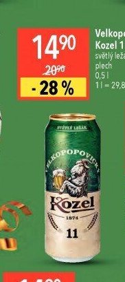 Velkopopovický Kozel 11 světlý ležák plech 0,5 l