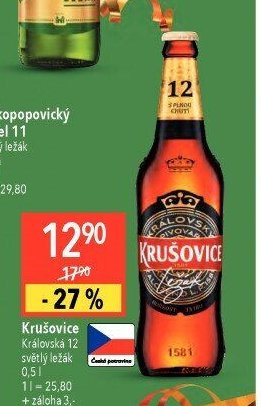 Krušovice Královská 12 světlý ležák 0,5 l
