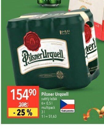 Pilsner Urquell světlý ležák 6x 0,5 l multipack