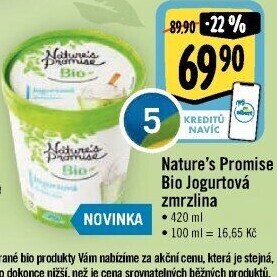 Zmrzlina jogurtová v kelímku bio Nature'