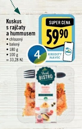 Kuskus s rajčaty a hummusem Albert Fresh Bistro