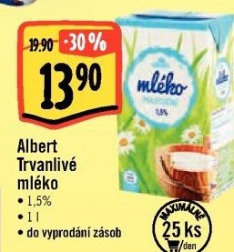 Mléko trvanlivé Albert - 1,5% polotučné