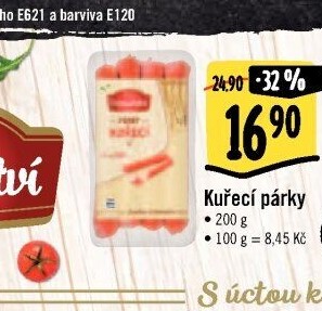 Párky kuřecí Albertovo uzenářství