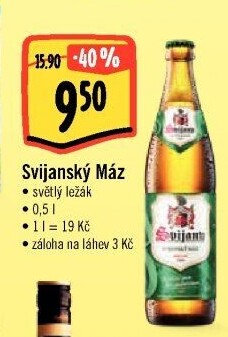 Pivo světlý ležák 11° Svijanský Máz Svijany