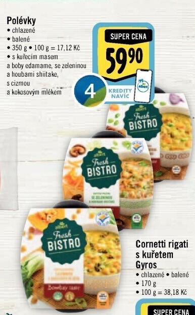 Polévka s kuřecím masem a boby edamame Albert Fresh Bistro