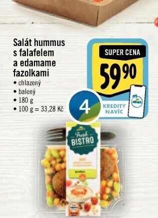 Salát Hummus s falafelem a edamame fazolkami s proteiny Albert Fresh Bistro