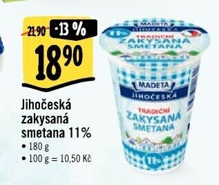 Smetana zakysaná JihočeskáMadeta 11%