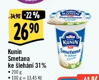 Kunín Smetana ke šlehání 31%