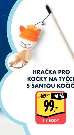 Hračka pro kočky na tyčce s šantou kočičí