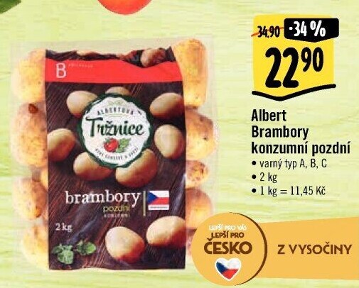 Brambory konzumní pozdní Albert