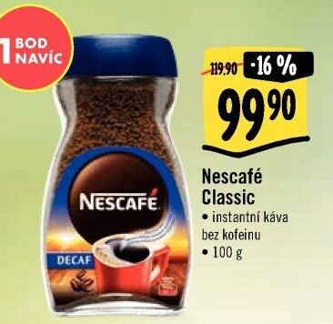 Instantní káva bez kofeinu Nescafé Classic
