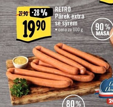 Párky extra se sýrem Albert Retro