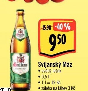 Pivo světlý ležák 11° Svijanský Máz Svijany