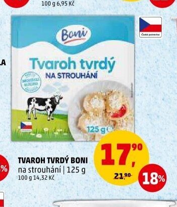 TVAROH TVRDÝ BONI na strouhání