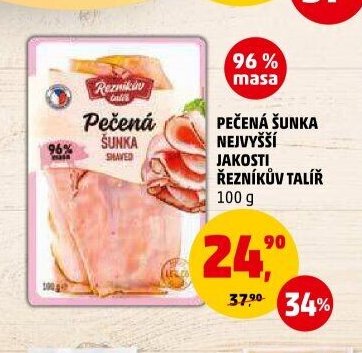 Pečená šunka nejvyšší jakosti Řezníkův talíř 100 g